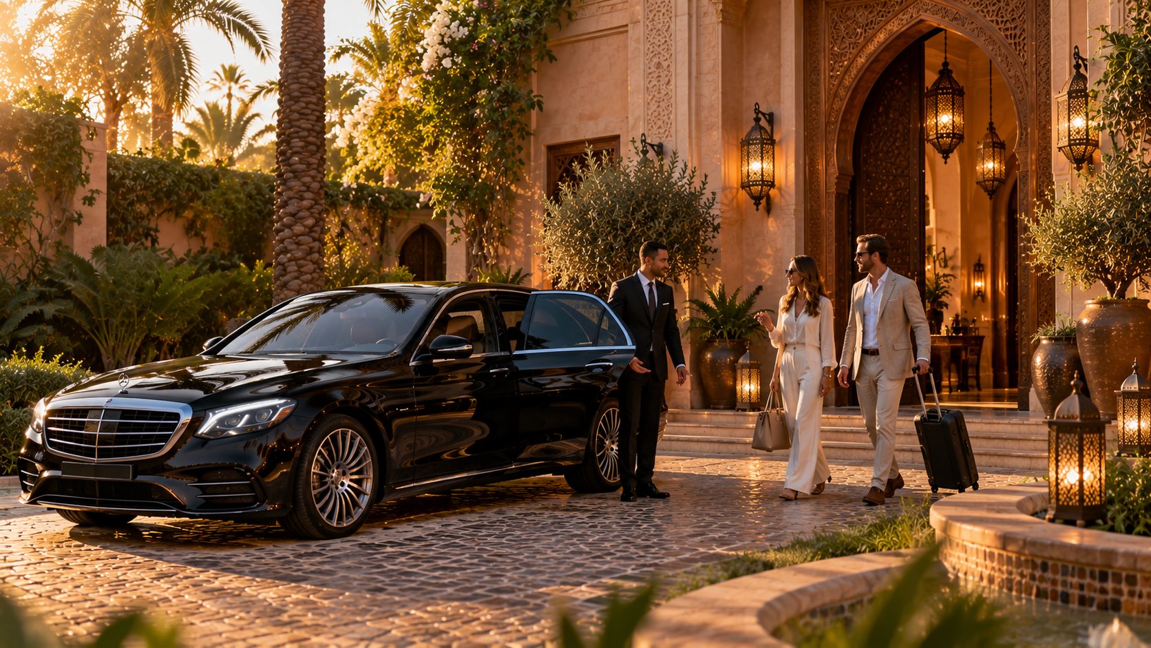 Professional chauffeur opening the door for a guest - Dream Tours Morocco